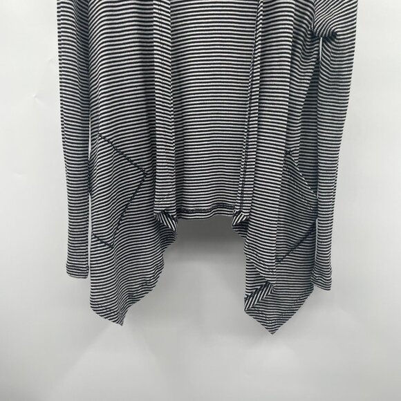 Philosophy Womens Striped Hooded Cardigan Open Front Black/White Size Medium - Picture 3 of 9